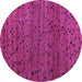 Round Machine Washable Abstract Purple Modern Area Rugs, wshabs5063pur