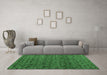 Machine Washable Abstract Emerald Green Modern Area Rugs in a Living Room,, wshabs5063emgrn