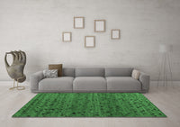 Machine Washable Abstract Emerald Green Modern Rug, wshabs5063emgrn