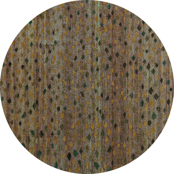 Round Abstract Turquoise Modern Rug, abs5063turq