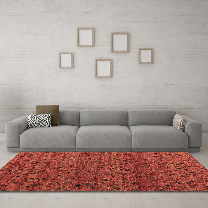 Machine Washable Abstract Brown Modern Rug in a Living Room,, wshabs5063brn