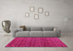 Machine Washable Abstract Pink Modern Rug in a Living Room, wshabs5063pnk