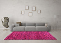 Machine Washable Abstract Pink Modern Rug, wshabs5063pnk