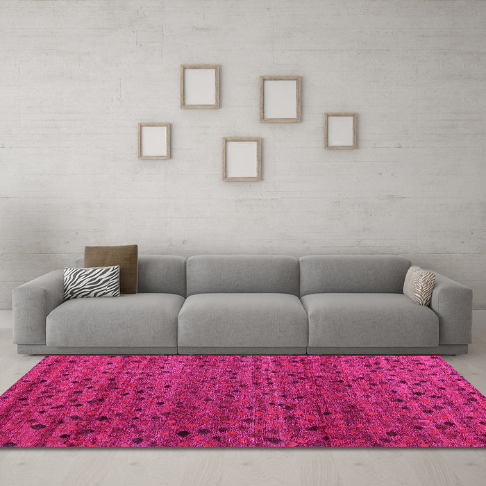 Machine Washable Abstract Pink Modern Rug in a Living Room, wshabs5063pnk