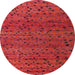 Round Machine Washable Abstract Red Rug, wshabs5063