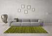 Machine Washable Abstract Green Modern Area Rugs in a Living Room,, wshabs5063grn