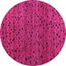 Round Machine Washable Abstract Pink Modern Rug, wshabs5063pnk