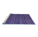 Sideview of Machine Washable Abstract Blue Modern Rug, wshabs5063blu