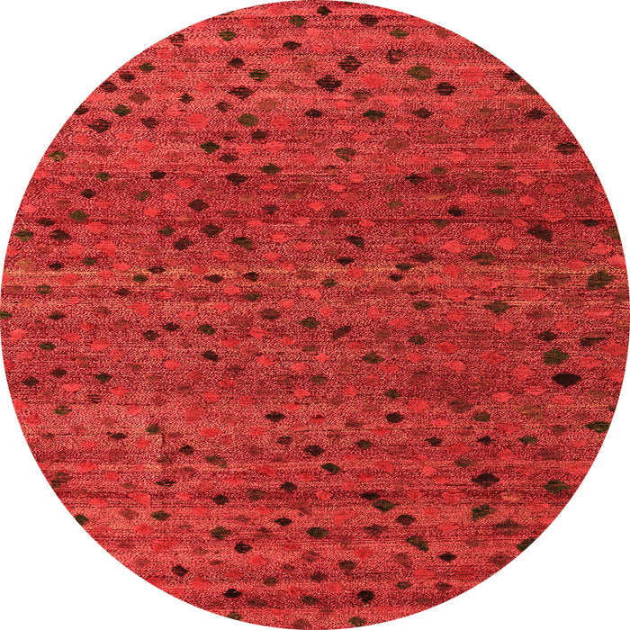 Round Machine Washable Abstract Orange Modern Area Rugs, wshabs5063org