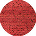 Round Machine Washable Abstract Orange Modern Area Rugs, wshabs5063org