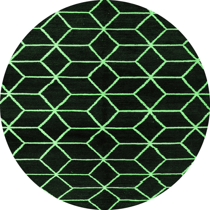 Round Abstract Emerald Green Modern Rug, abs5064emgrn