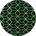 Round Abstract Emerald Green Modern Rug, abs5064emgrn