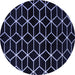 Round Abstract Blue Modern Rug, abs5064blu