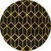 Round Machine Washable Abstract Yellow Modern Rug, wshabs5064yw