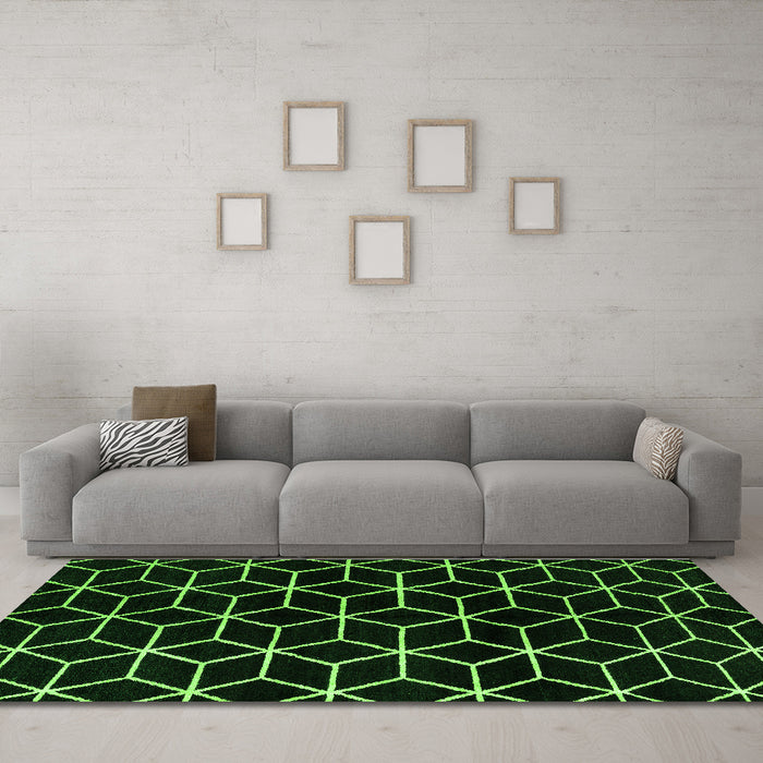 Machine Washable Abstract Green Modern Area Rugs in a Living Room,, wshabs5064grn