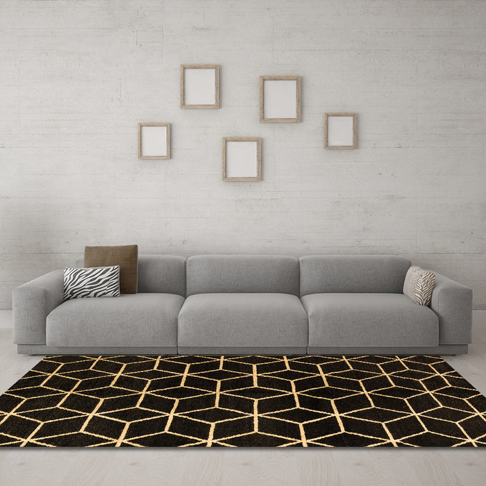 Machine Washable Abstract Brown Modern Rug in a Living Room,, wshabs5064brn