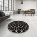 Round Abstract Coffee Brown Modern Rug in a Office, abs5064