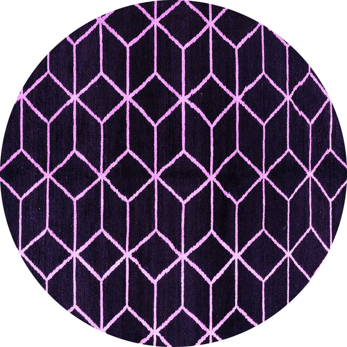 Round Machine Washable Abstract Purple Modern Area Rugs, wshabs5064pur
