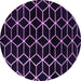 Round Machine Washable Abstract Purple Modern Area Rugs, wshabs5064pur