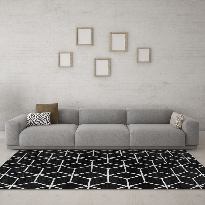 Machine Washable Abstract Gray Modern Rug in a Living Room,, wshabs5064gry