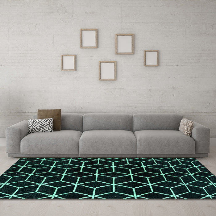 Machine Washable Abstract Turquoise Modern Area Rugs in a Living Room,, wshabs5064turq