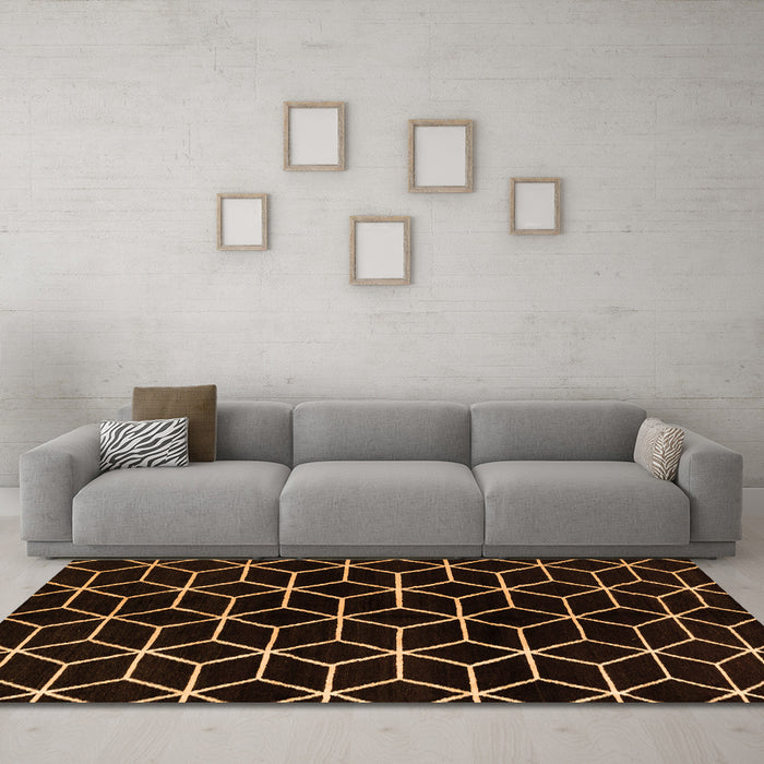 Machine Washable Abstract Orange Modern Area Rugs in a Living Room, wshabs5064org