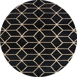 Round Abstract Coffee Brown Modern Rug, abs5064