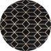 Round Abstract Coffee Brown Modern Rug, abs5064