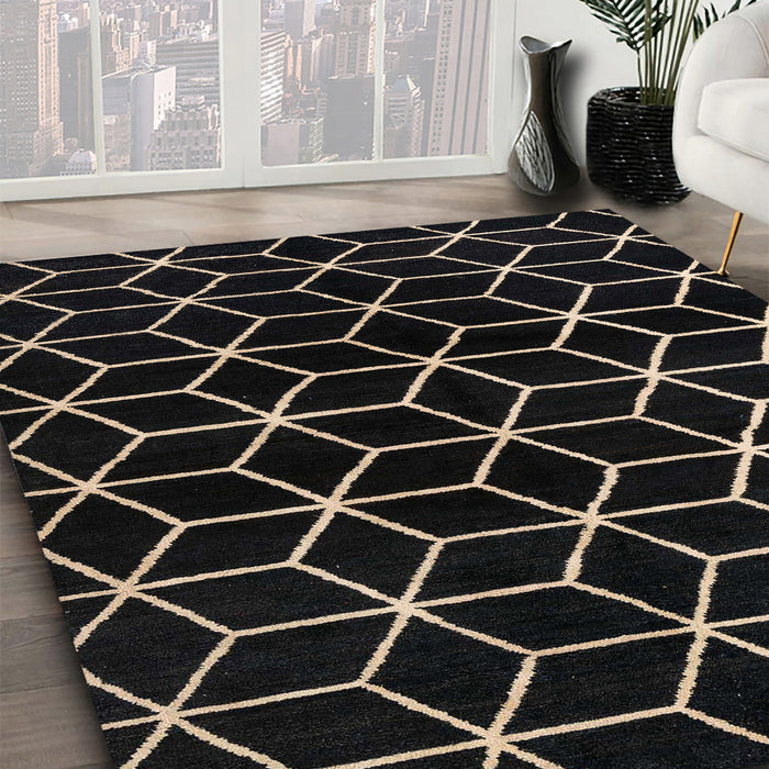 Abstract Coffee Brown Modern Rug in Family Room, abs5064