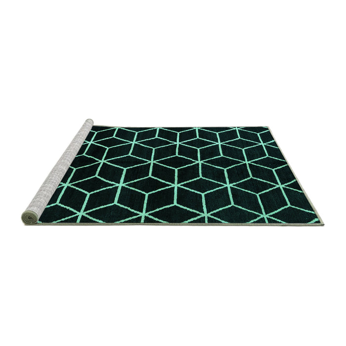 Sideview of Machine Washable Abstract Turquoise Modern Area Rugs, wshabs5064turq