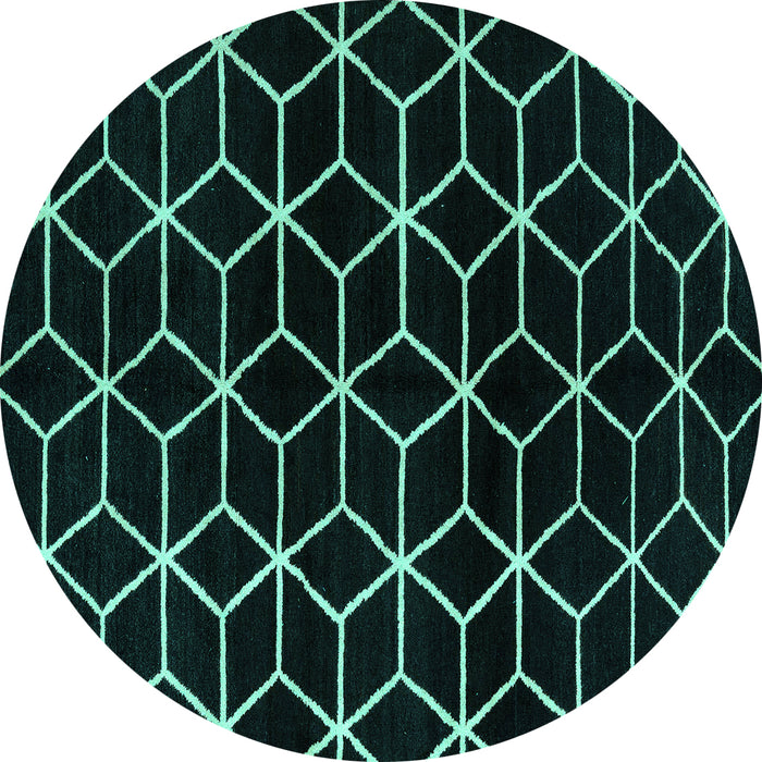 Round Machine Washable Abstract Turquoise Modern Area Rugs, wshabs5064turq