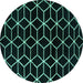 Round Machine Washable Abstract Turquoise Modern Area Rugs, wshabs5064turq