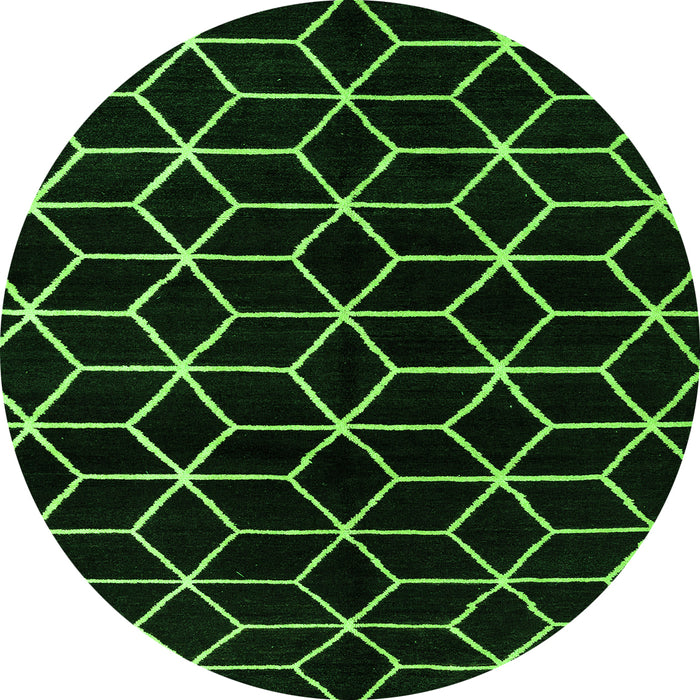 Round Machine Washable Abstract Green Modern Area Rugs, wshabs5064grn