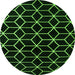 Round Machine Washable Abstract Green Modern Area Rugs, wshabs5064grn