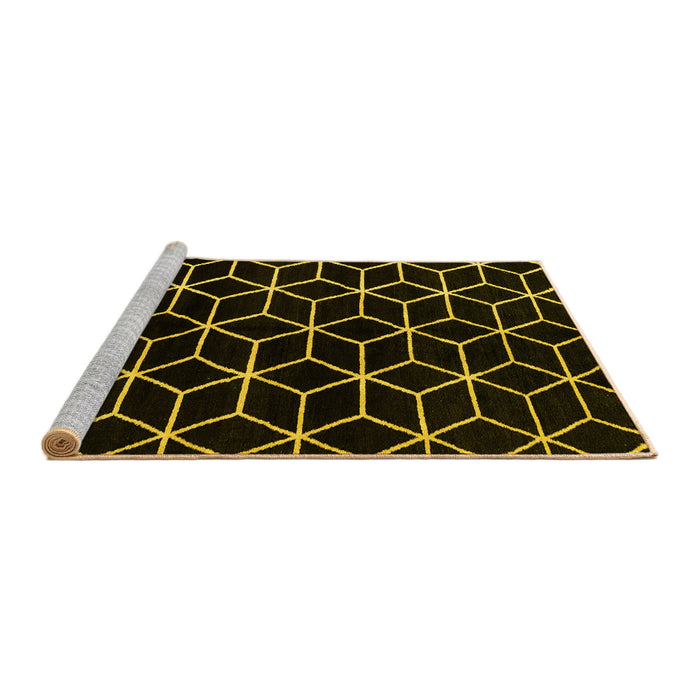 Sideview of Machine Washable Abstract Yellow Modern Rug, wshabs5064yw