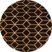 Round Machine Washable Abstract Orange Modern Area Rugs, wshabs5064org