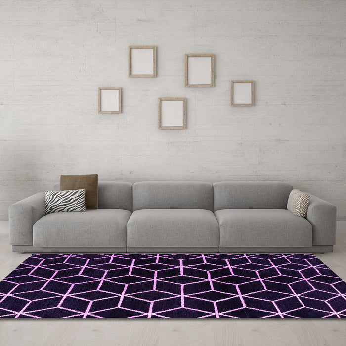 Machine Washable Abstract Purple Modern Area Rugs in a Living Room, wshabs5064pur