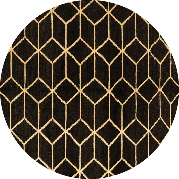 Round Machine Washable Abstract Brown Modern Rug, wshabs5064brn