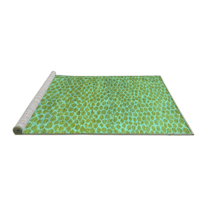 Sideview of Machine Washable Abstract Turquoise Modern Area Rugs, wshabs5065turq
