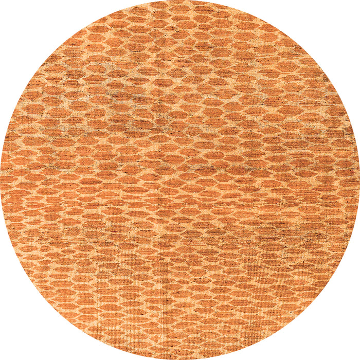 Round Machine Washable Abstract Orange Modern Area Rugs, wshabs5065org