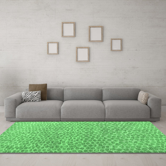 Machine Washable Abstract Emerald Green Modern Area Rugs in a Living Room,, wshabs5065emgrn