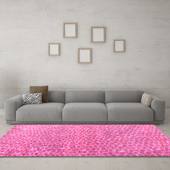 Machine Washable Abstract Pink Modern Rug in a Living Room, wshabs5065pnk