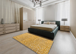 Abstract Orange Modern Rug in a Bedroom, abs5065
