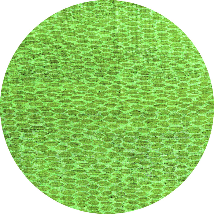 Round Abstract Green Modern Rug, abs5065grn