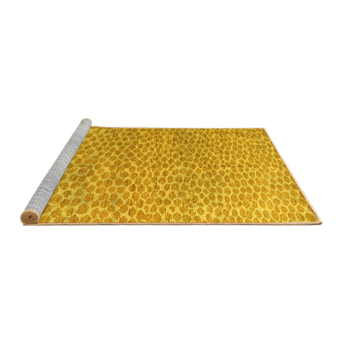 Sideview of Machine Washable Abstract Yellow Modern Rug, wshabs5065yw
