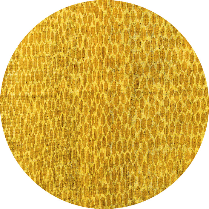 Round Machine Washable Abstract Yellow Modern Rug, wshabs5065yw