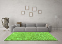 Machine Washable Abstract Green Modern Rug, wshabs5065grn