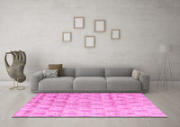 Machine Washable Solid Pink Modern Rug, wshabs5066pnk