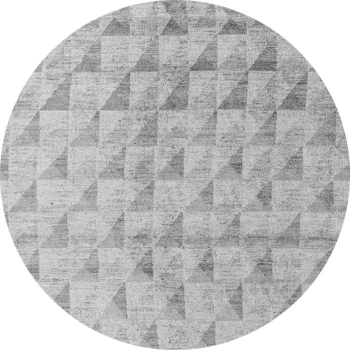 Round Machine Washable Solid Gray Modern Rug, wshabs5066gry