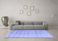 Machine Washable Solid Blue Modern Rug, wshabs5066blu